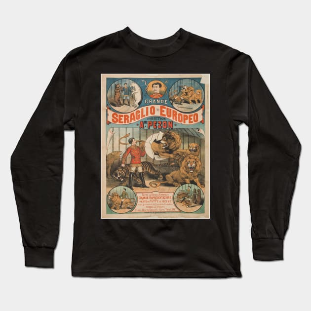 Vintage Circus Poster Seraglio Europeo Long Sleeve T-Shirt by J0k3rx3